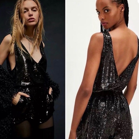 Free People Pants - Free people sequin romper